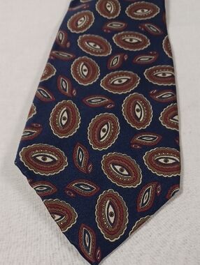 Geoffrey Beene Italian Silk Blue Red Eye Tie Standard Regular
